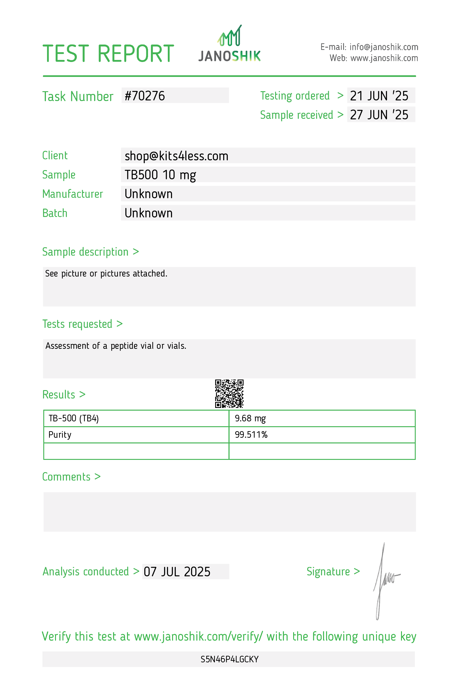 Test Report #70276
